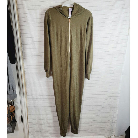 SAVAGE X FENTY Sleep & Shine Hooded Onesie in Military Olive Green, sz Medium - Picture 1 of 14